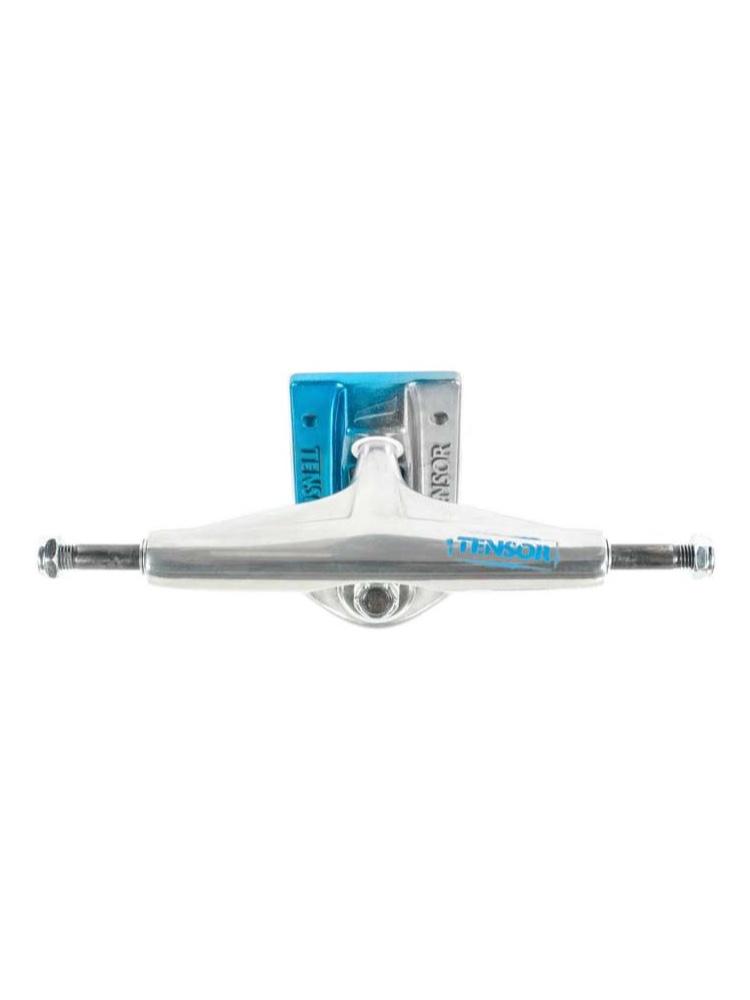 Tensor Aluminium Stencil Mirror Raw/Light Blue Fade Skateboard Trucks