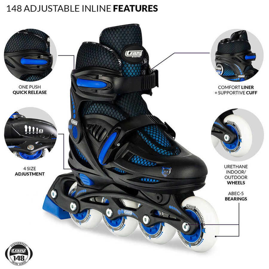 Crazy 148 Adjustable Inline Skates Black