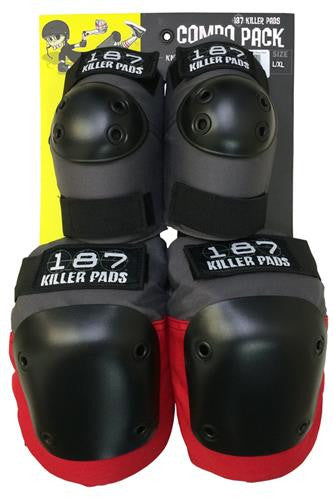 187 Knee & Elbow Pad Combo Pack Grey/Red