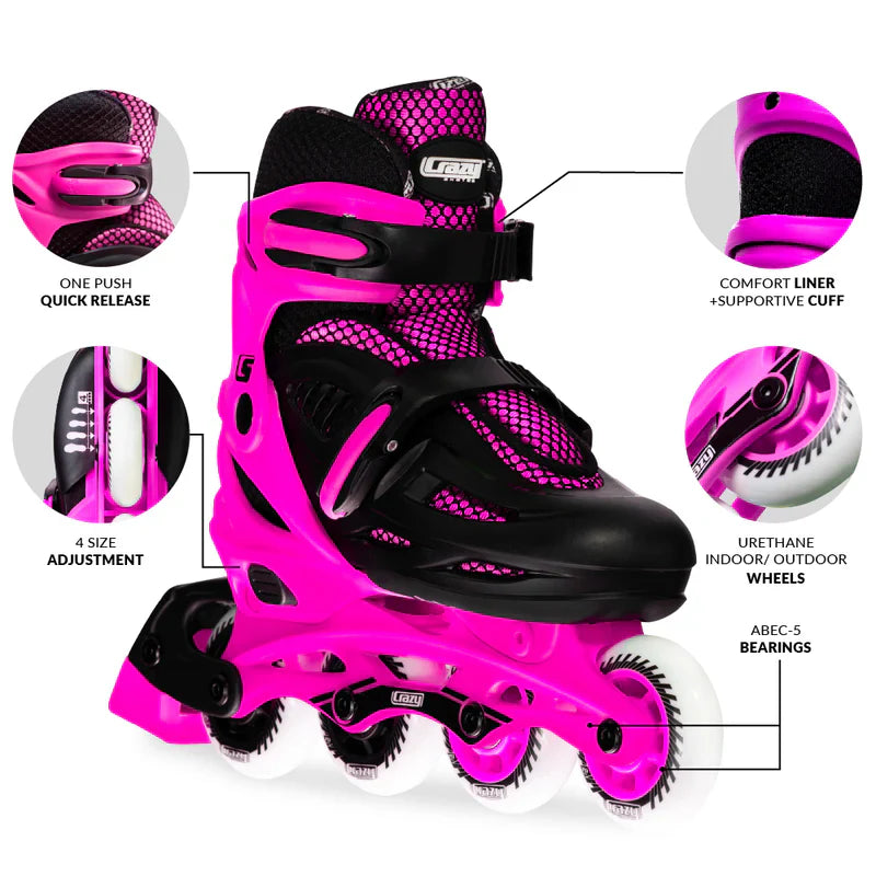 Crazy Inline Skate Blade Size Adjustable Pink