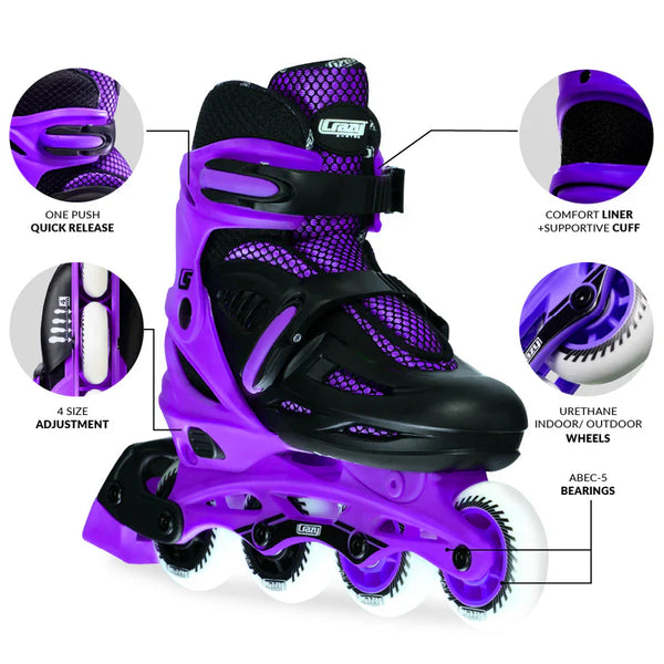 Crazy Inline Skate Blade Size Adjustable Purple