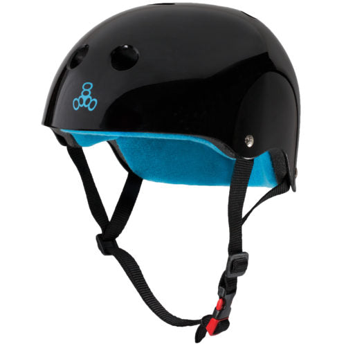 Triple 8 THE Certified Helmet SS Black Gloss w/ Blue Liner