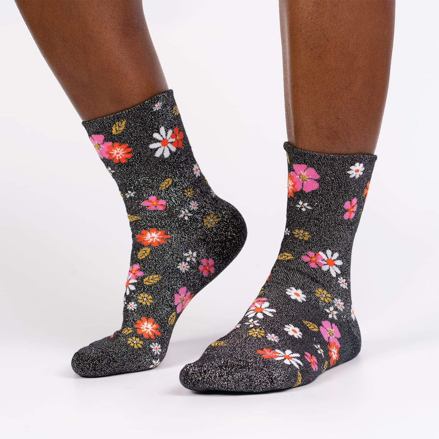 Sock It To Me Flower Power - Turn Cuff Crew