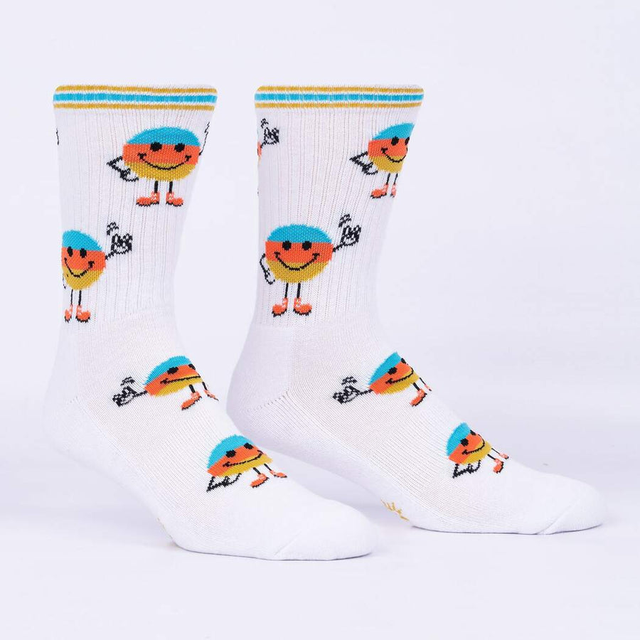 Sock It To Me My Happy Face Ribbed Crew Athletic Socks M/L