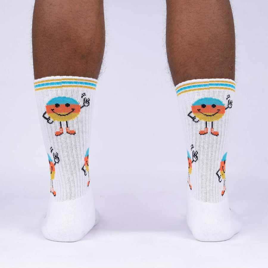 Sock It To Me My Happy Face Ribbed Crew Athletic Socks M/L