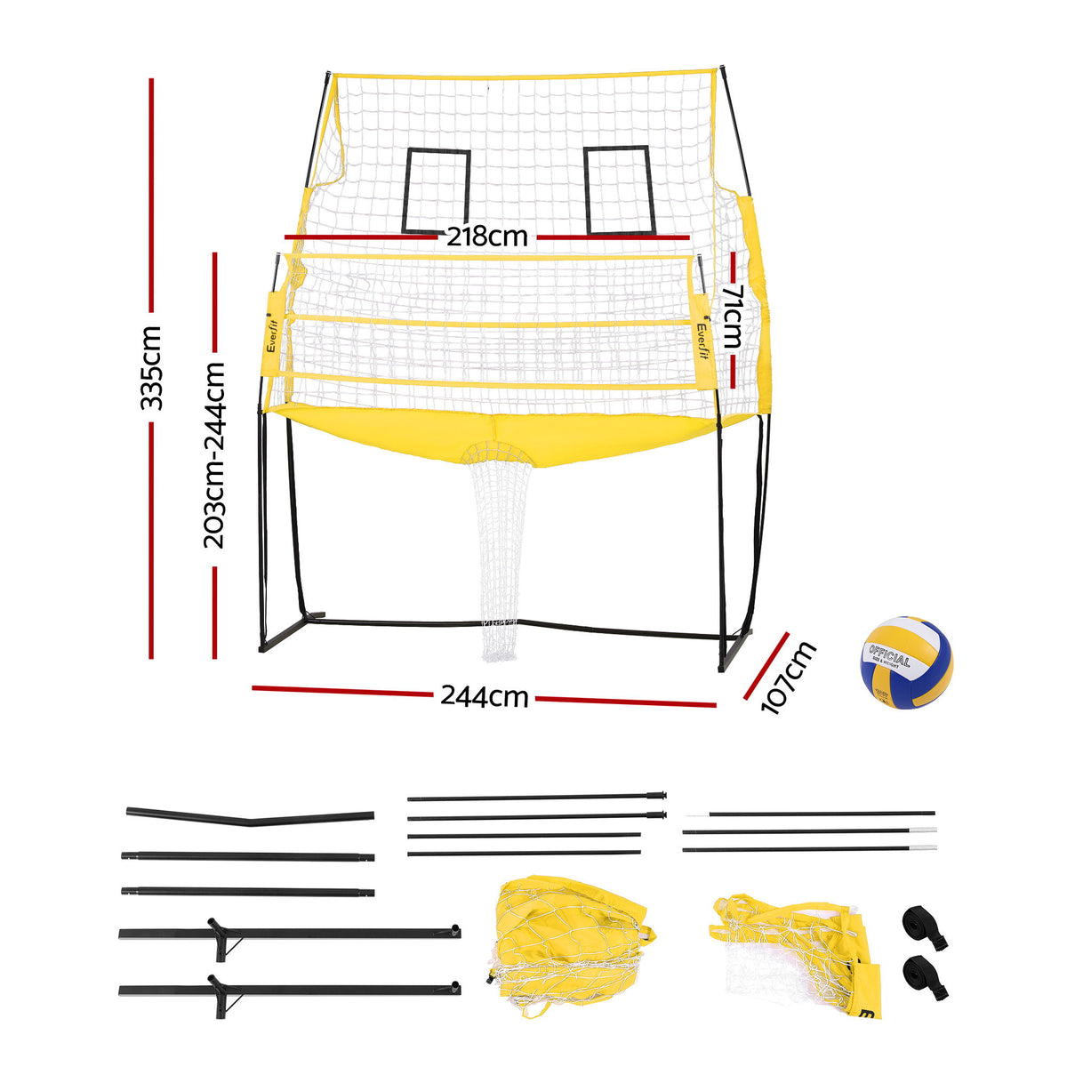 Everfit 8ft Volleyball Net Free-standing Adjustable Height Portable with Ball and Bag