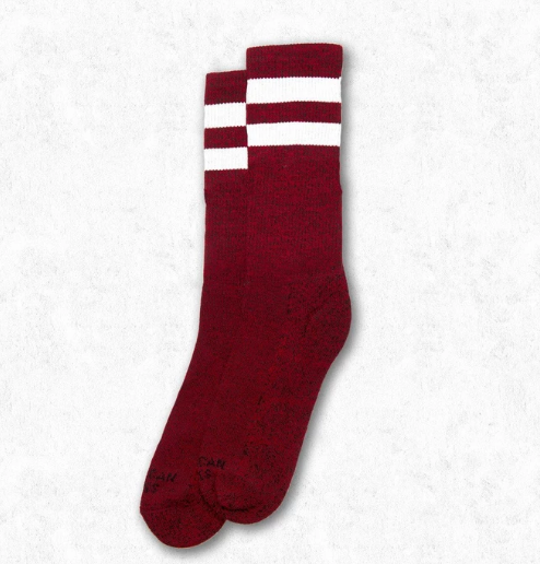 AMERICAN SOCKS RED NOISE - BURGUNDY W WHITE MID (Sold out) - Skatescool Australia