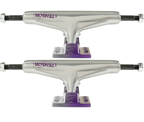 Tensor Aluminium Stencil Mirror Raw/Purple Fade Skateboard Trucks