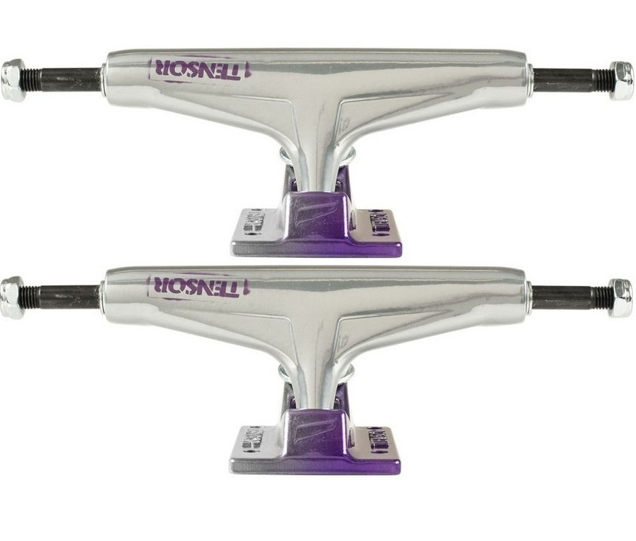 Tensor Aluminium Stencil Mirror Raw/Purple Fade Skateboard Trucks