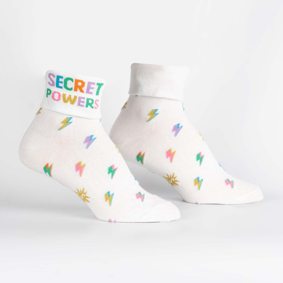 Sock It To Me Secret Powers Turn Cuff Crew Socks