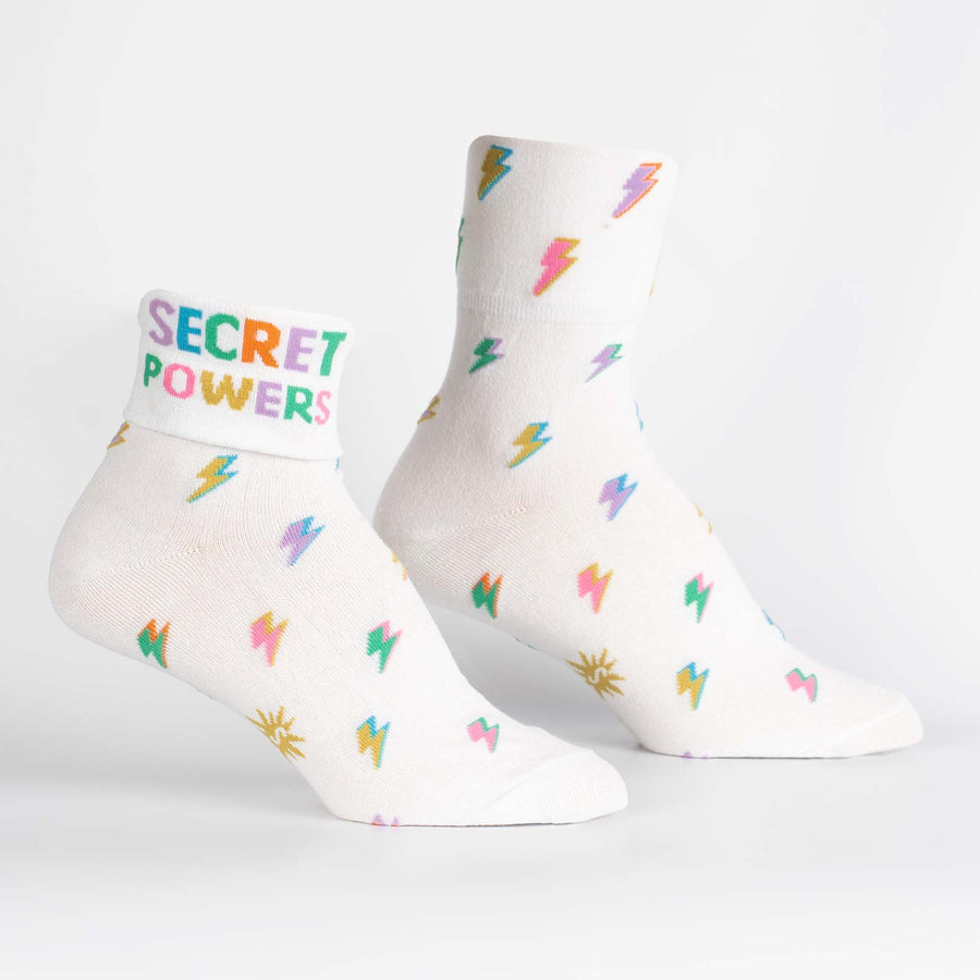 Sock It To Me Secret Powers Turn Cuff Crew Socks