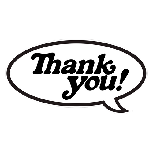 Thank You Bubble Logo Sticker - Black/White