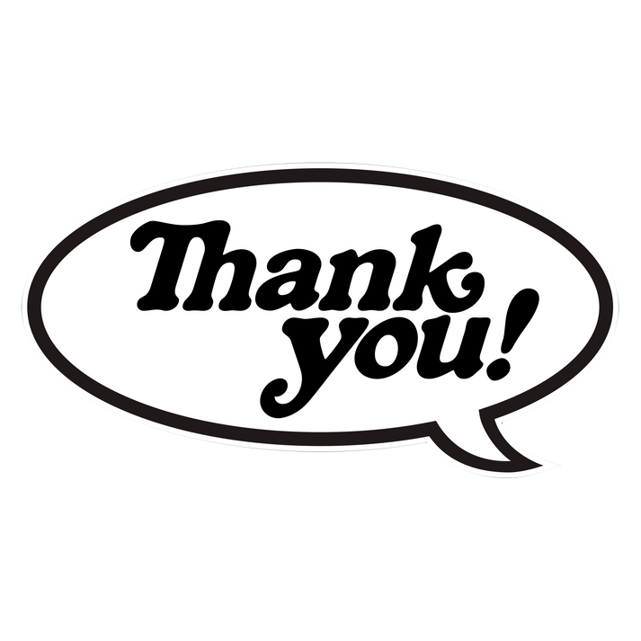 Thank You Bubble Logo Sticker - Black/White