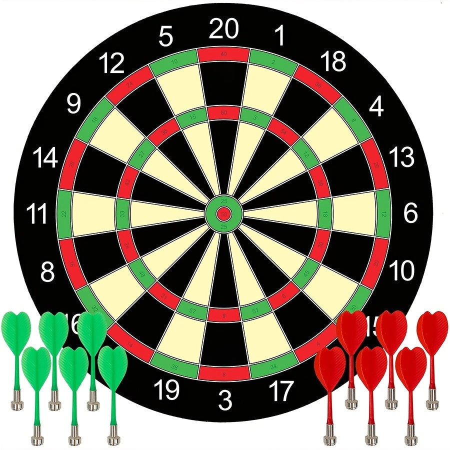 17-inch Red and Green Magnetic Dartboard, 40.5 cm in Diameter, Includes 12 Strong Magnetic Darts and Damage-Free Hooks, Safe and Portable for Both Entertainment and Competition.
