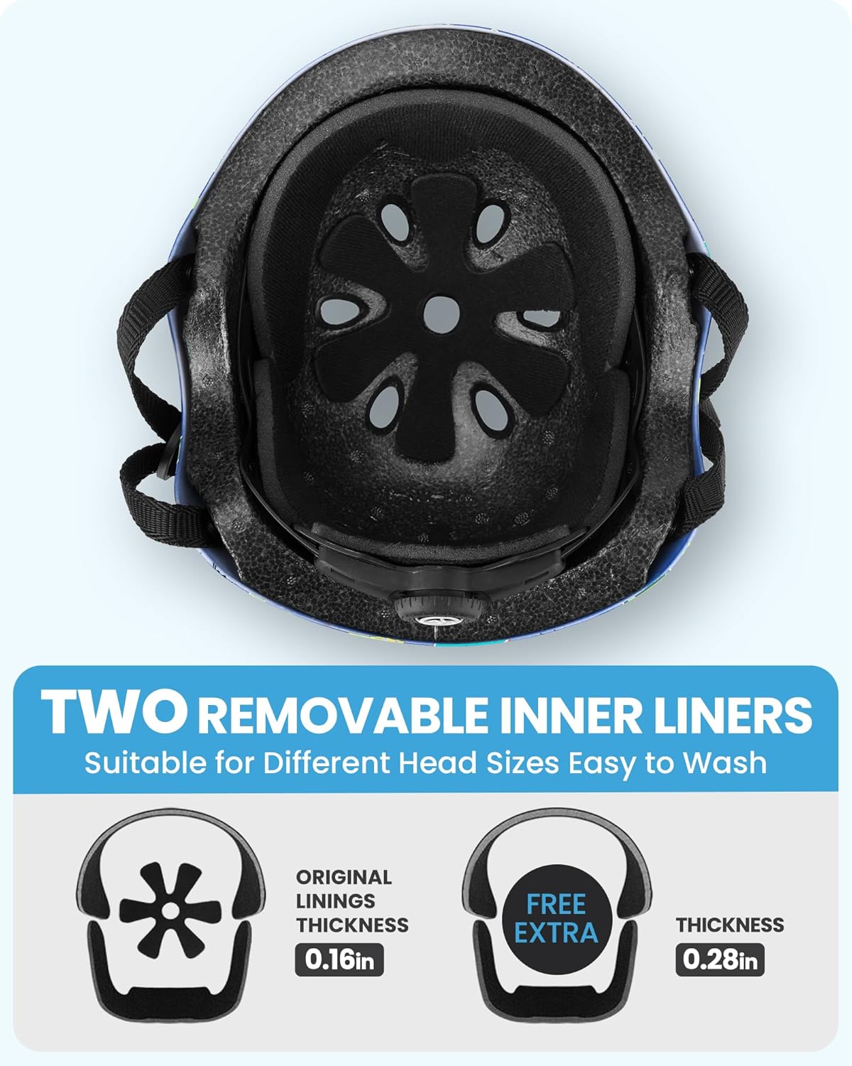 OutdoorMaster Youth & Kids Bike Helmet - Adjustable Multi-Sports Skateboard Helmet with Removable Liners for Balance Bike, Kids Scooter, One Wheel Hoverboard,Graffiti-style helmet-Dinoverse Madness-Medium