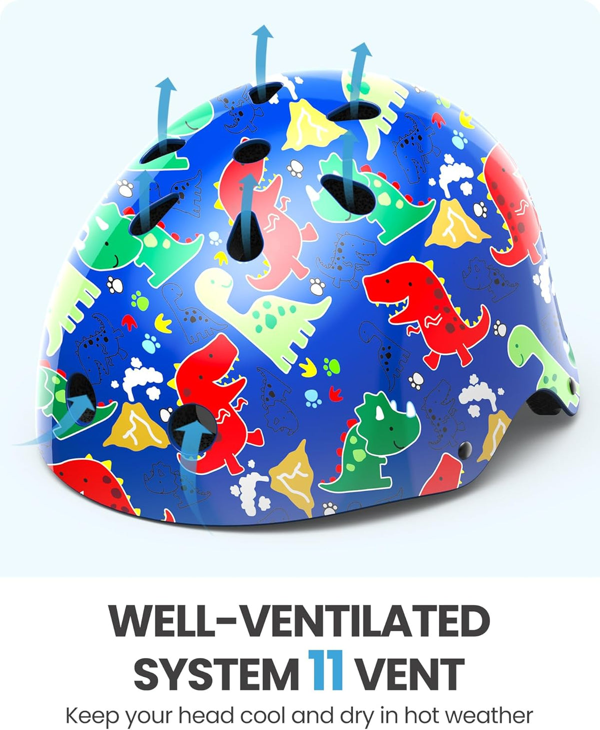 OutdoorMaster Youth & Kids Bike Helmet - Adjustable Multi-Sports Skateboard Helmet with Removable Liners for Balance Bike, Kids Scooter, One Wheel Hoverboard,Graffiti-style helmet-Dino Volcanoland-Small