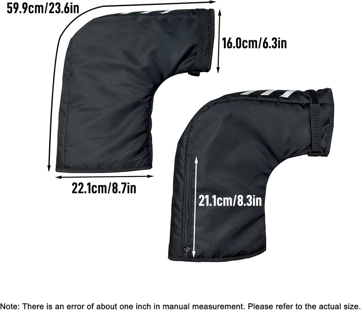 Bike Handlebar Mitts, Waterproof Bicycle Bar Warmer Covers with Fleece Liner,Cold Weather Mountain Gloves Zipper Pocket,Windproof Commuter MTB Motor End Mitts Cycling Gloves, Black, 23.6x8.7x6.3 inch