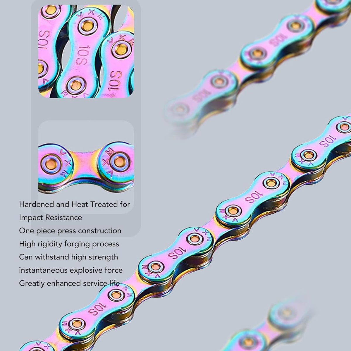 6 7 8 Speed Chain Rainbow Chain, 1/2 X 11/128 Inch 116 Links Lightweight Chain, Mountain Road Chain for Road with 2 Chain Connector