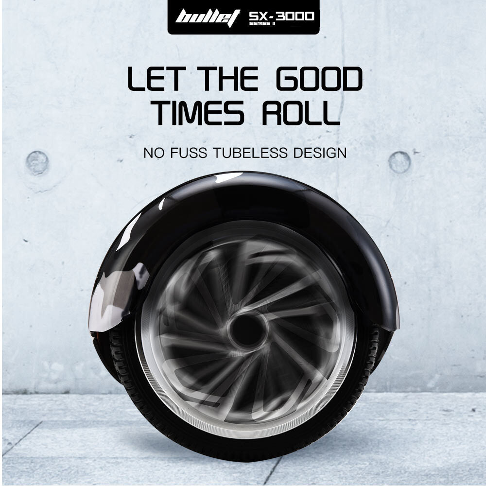 BULLET Gen III Hoverboard Scooter, Dual Copper Motors, UL Certified, AU Compliant, 6.5" Wheels, Superior Self Balancing System, LED Lights, Carry Bag, Camo Grey