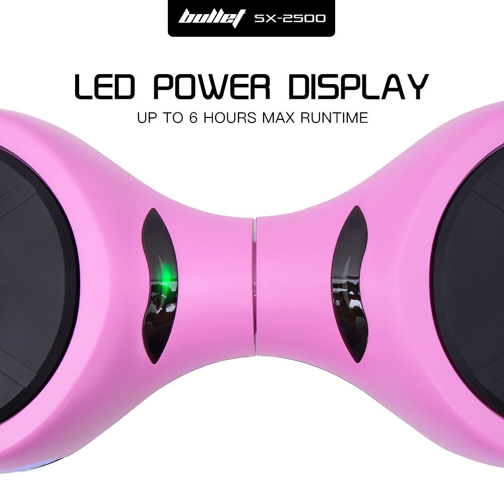 BULLET SX-2500 Hoverboard Scooter, 500W Brushless, UL Certified, AU Compliant, 6.5-inch Off-Road Style Tyres, Superior Self Balancing System, LED Lights, Pink