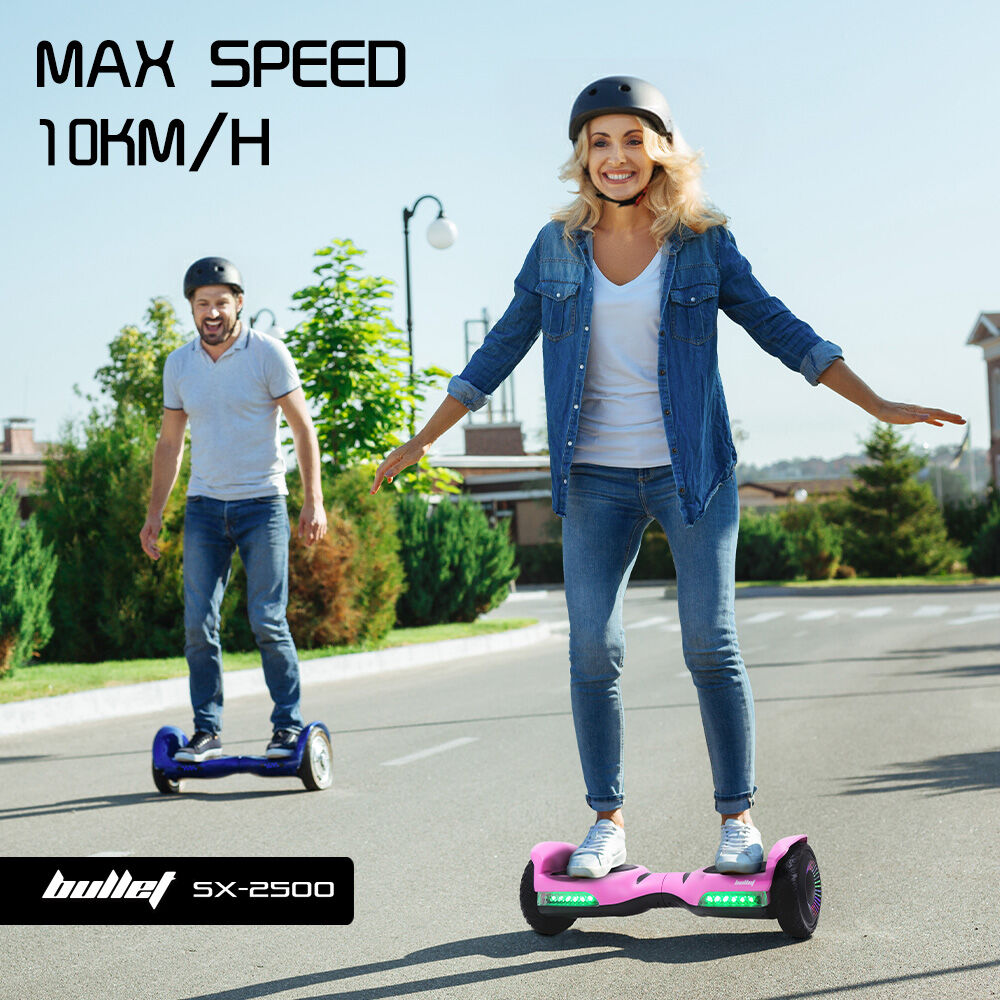 BULLET SX-2500 Hoverboard Scooter, 500W Brushless, UL Certified, AU Compliant, 6.5-inch Off-Road Style Tyres, Superior Self Balancing System, LED Lights, Pink