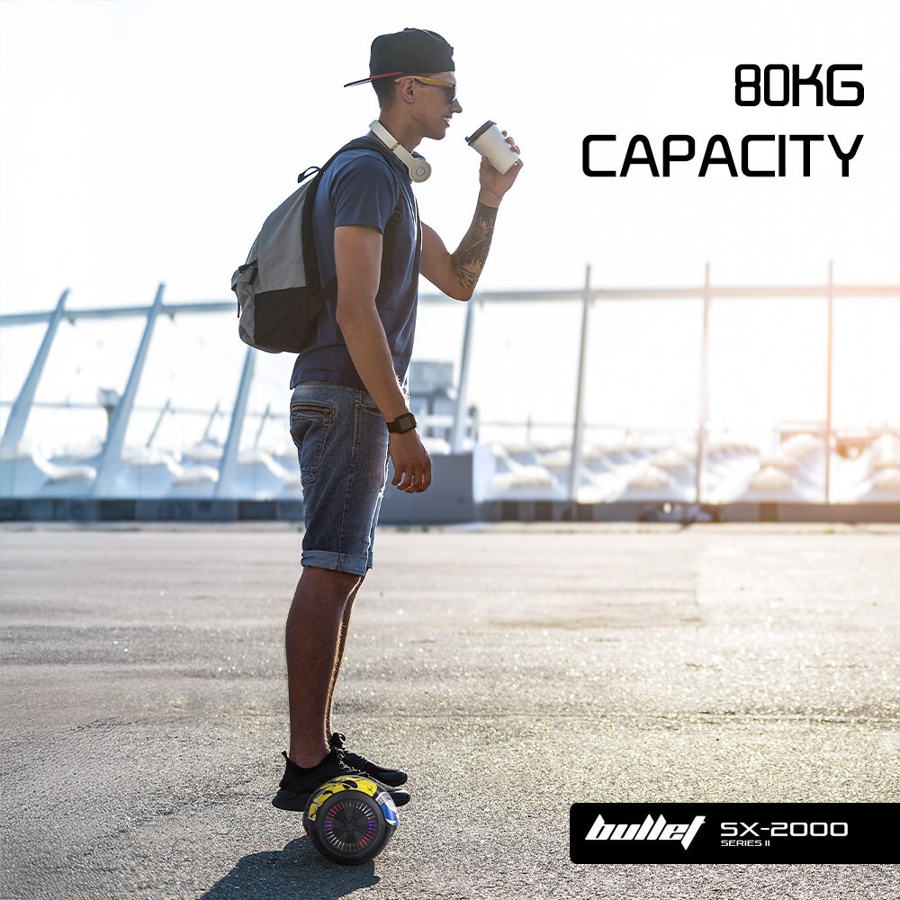 BULLET SX-2000 Hoverboard Scooter, 500W Brushless, UL Certified, AU Compliant, Superior Self Balancing System, LED Lights, Hip Hop Design