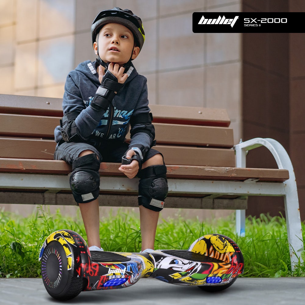 BULLET SX-2000 Hoverboard Scooter, 500W Brushless, UL Certified, AU Compliant, Superior Self Balancing System, LED Lights, Hip Hop Design