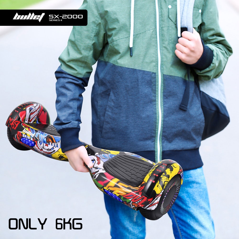 BULLET SX-2000 Hoverboard Scooter, 500W Brushless, UL Certified, AU Compliant, Superior Self Balancing System, LED Lights, Hip Hop Design
