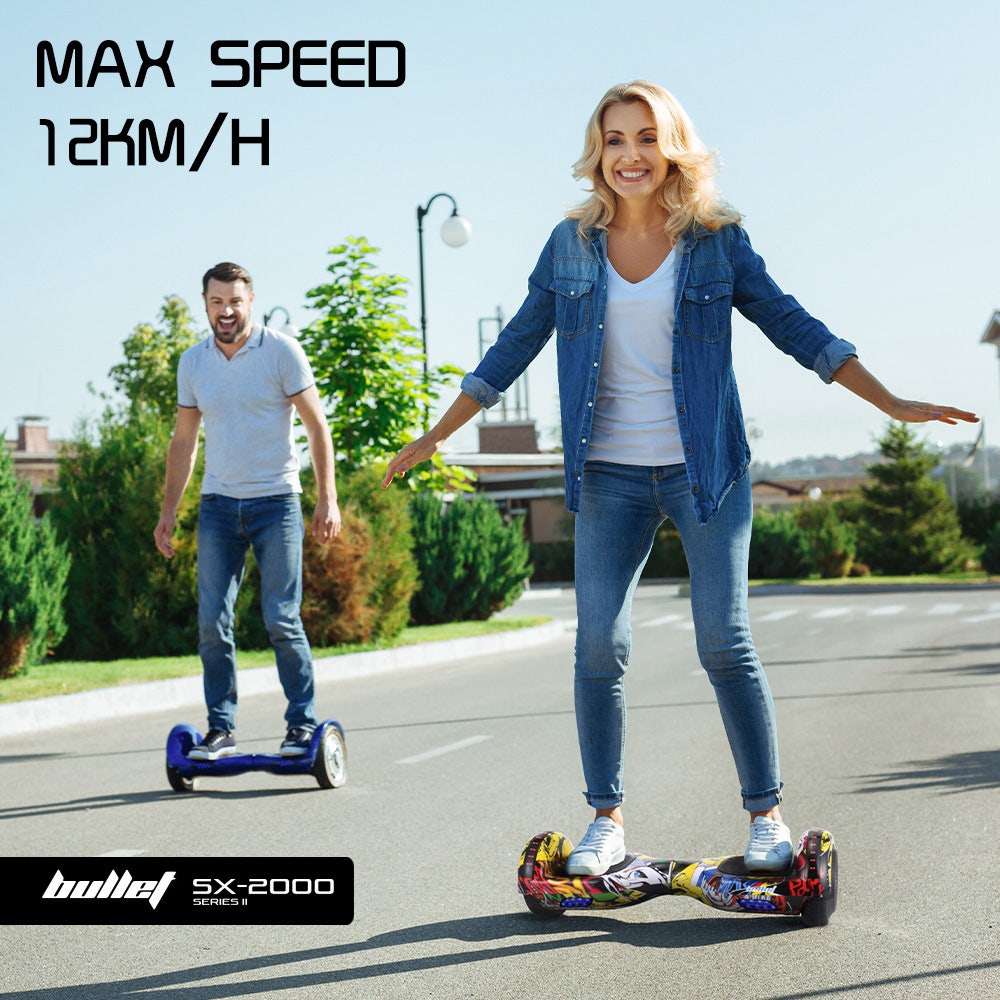 BULLET SX-2000 Hoverboard Scooter, 500W Brushless, UL Certified, AU Compliant, Superior Self Balancing System, LED Lights, Hip Hop Design