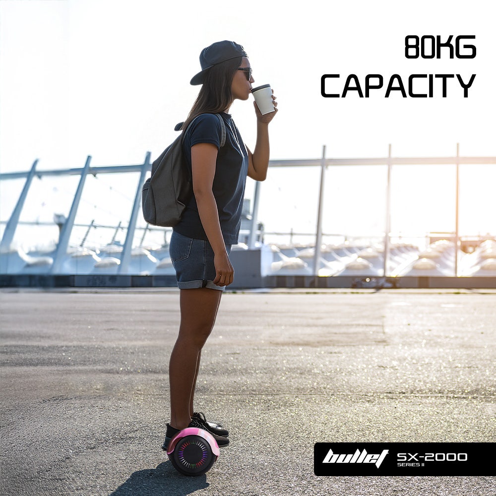 BULLET SX-2000 Hoverboard Scooter, 500W Brushless, UL Certified, AU Compliant, Superior Self Balancing System, LED Lights, Pink Camo
