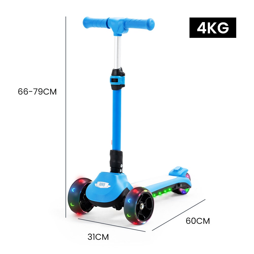 ROVO KIDS 3-Wheel Electric Scooter , Ages 3-8, Adjustable Height, AU Compliant, Lithium Battery, Blue