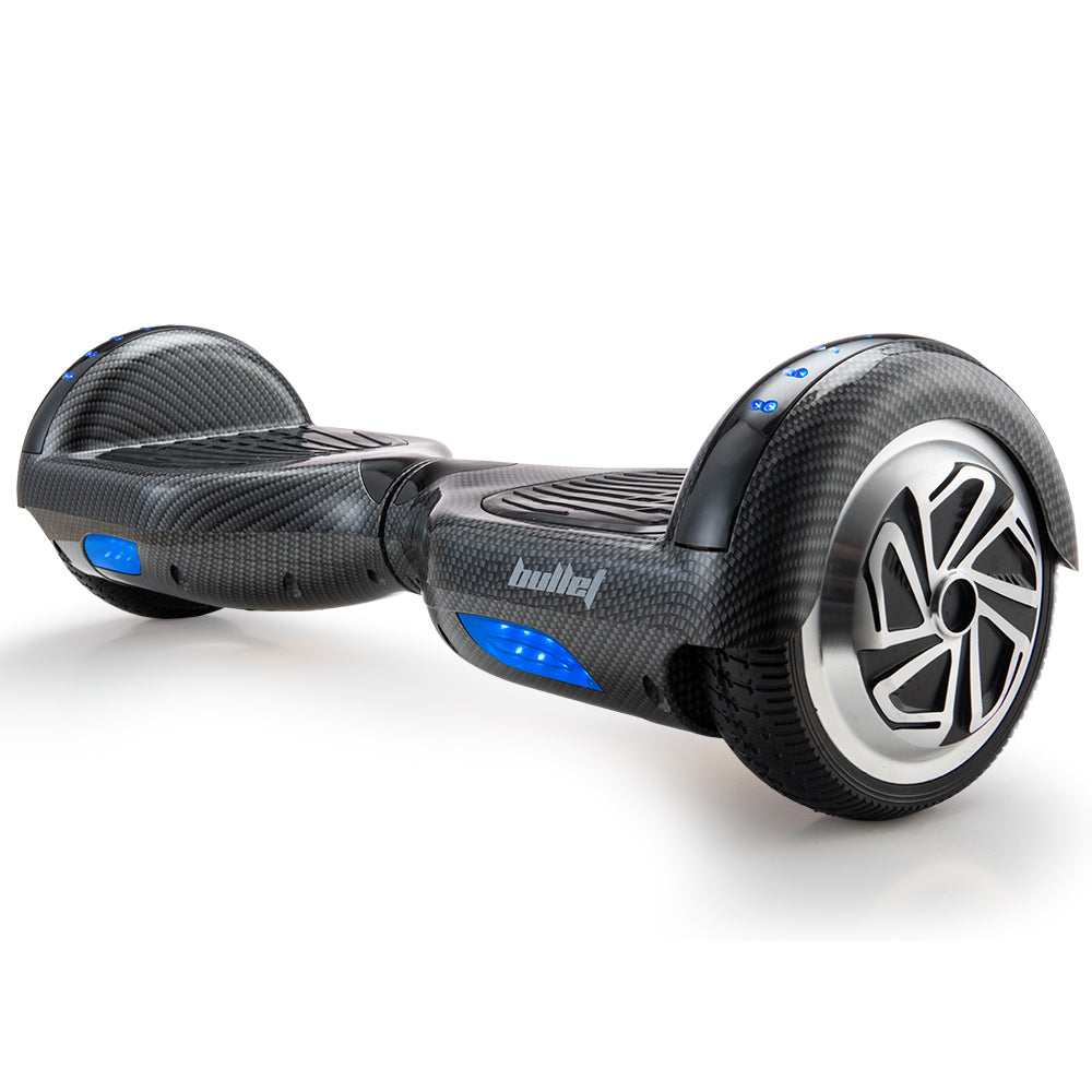 BULLET Gen III Hoverboard Scooter, Dual Copper Motors, UL Certified, AU Compliant, 6.5" Wheels, Superior Self Balancing System, LED Lights, Carbon Fiber style