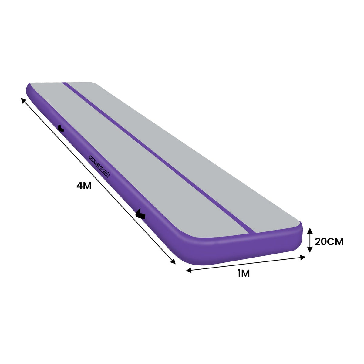 Powertrain Airtrack 20cm Thick 4m x 1m Inflatable Gymnastics Tumbling Mat Air Track - Purple