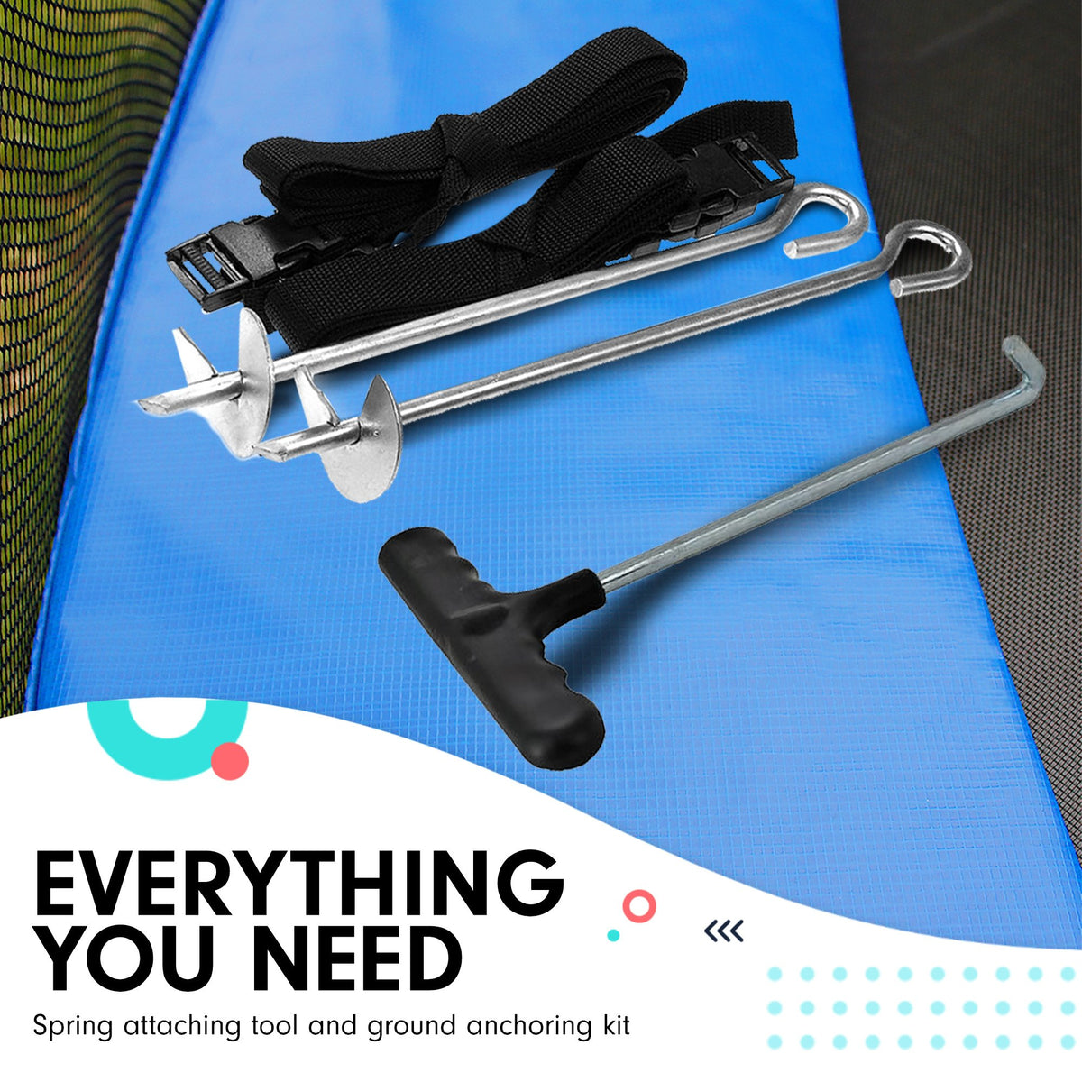 Kahuna 8ft x 11ft Rectangular Trampoline Rainbow Free Safety Net Spring Pad Cover Mat Ladder