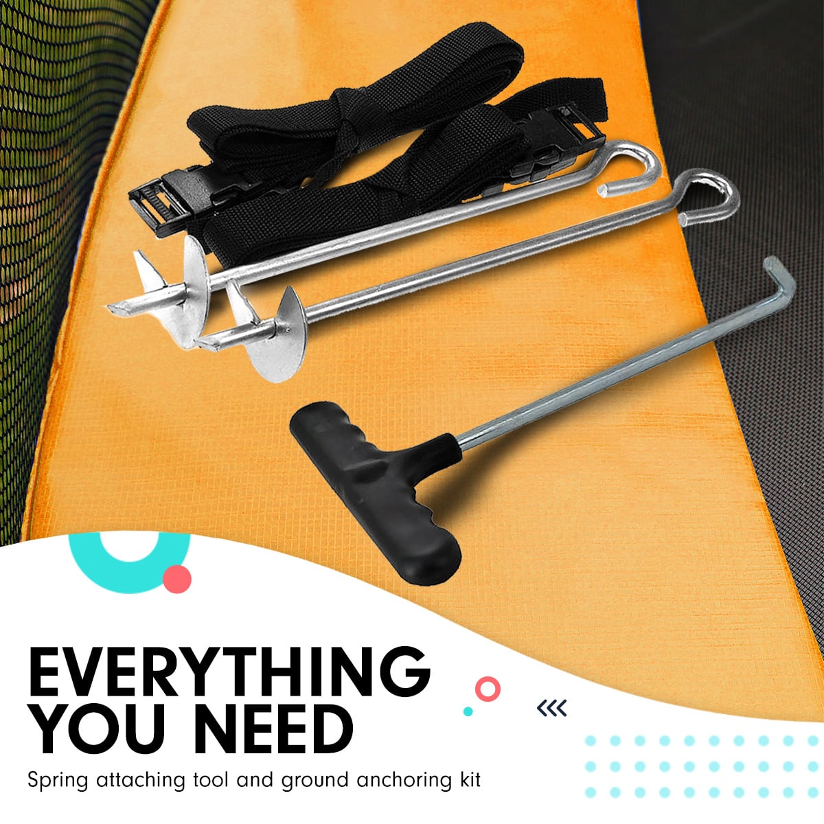 Kahuna 6 ft x 9 ft Rectangular Outdoor Trampoline with Basketball Set Rainbow