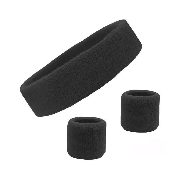 Wristbands Headband Sweatbands Sweat Band For Sport Tennis Badminton Yoga Cotton - Blue