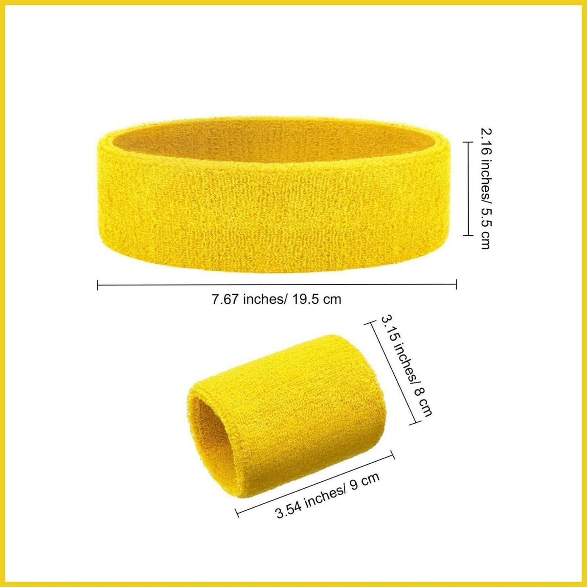 Wristbands Headband Sweatbands Sweat Band For Sport Tennis Badminton Yoga Cotton - Black