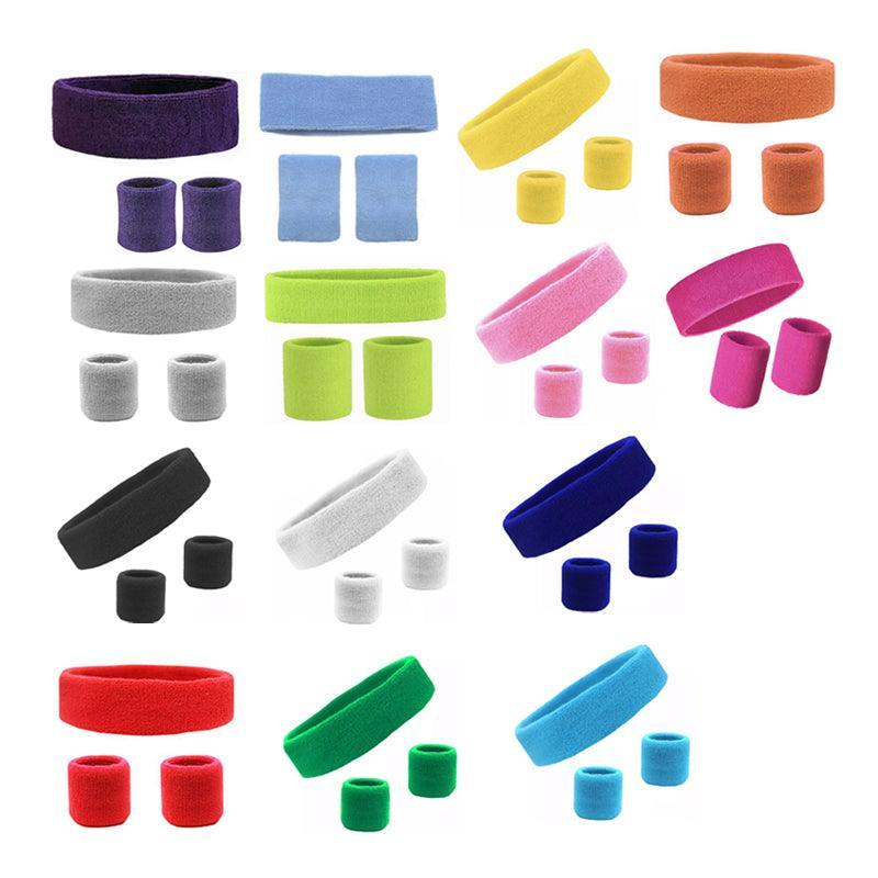 Wristbands Headband Sweatbands Sweat Band For Sport Tennis Badminton Yoga Cotton - Light Pink