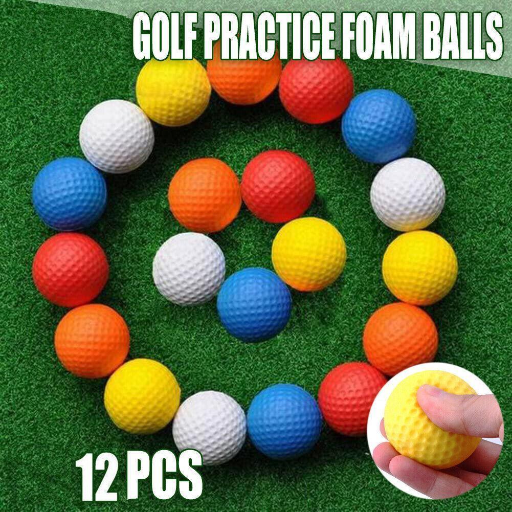 Indoor Outdoor Golf Training Foam Balls 12 Pack PU Soft Practice Accessories - Blue