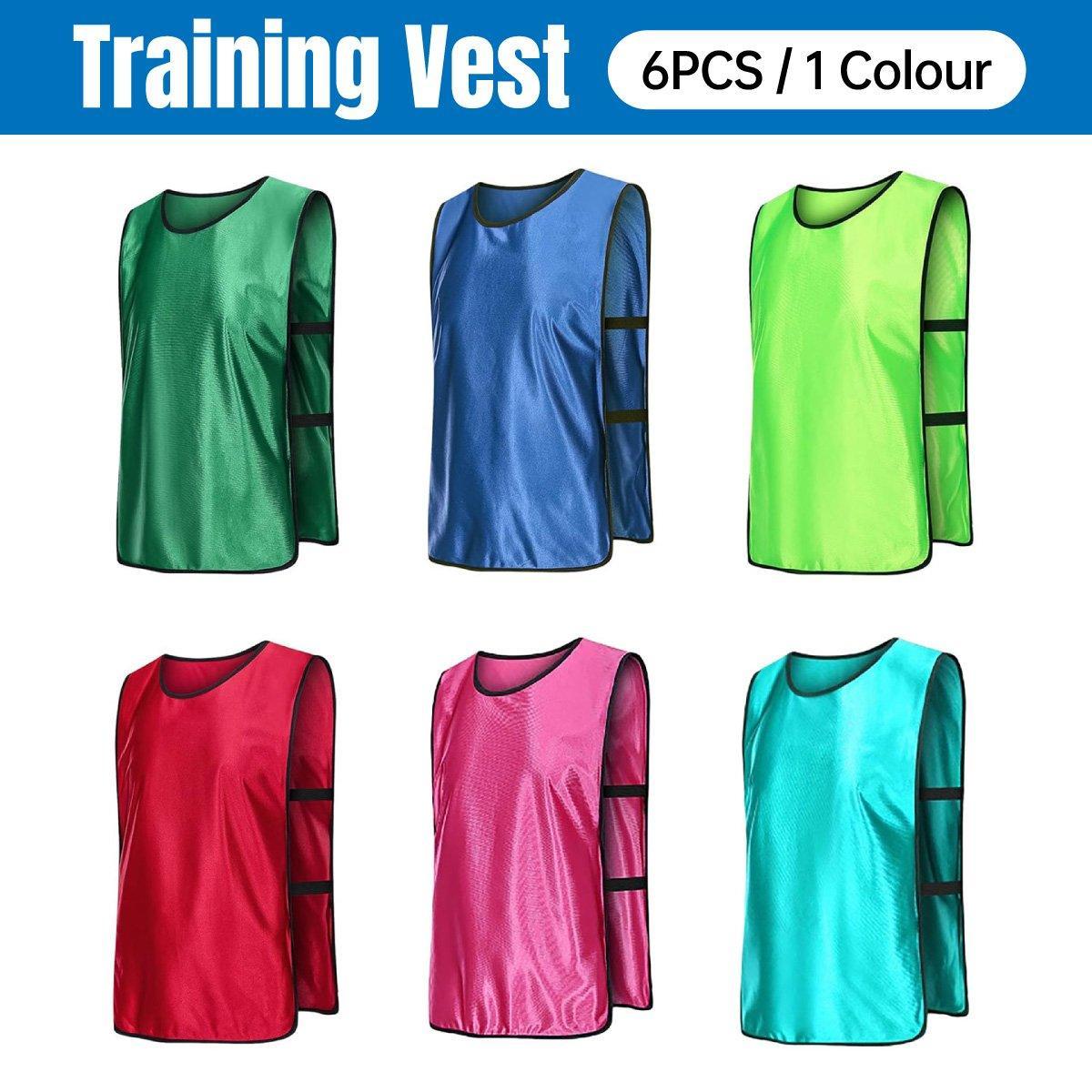 6X Sports Training Bibs Soccer Vests Group Team Bibs Basketball Cricket Football - GrassGreen-M