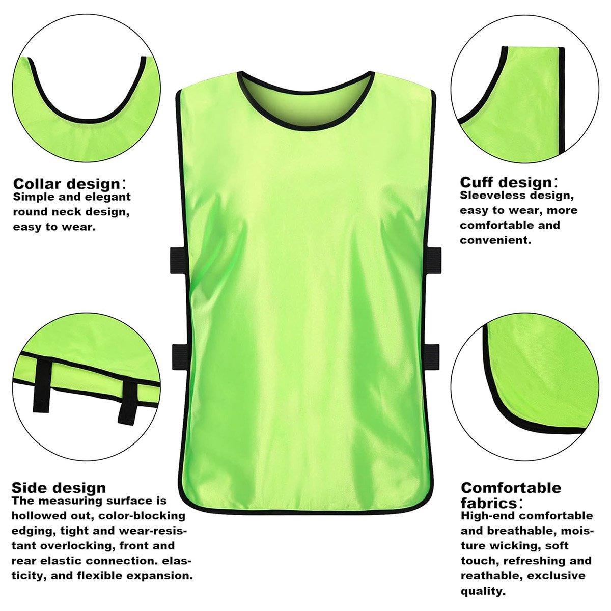 6X Sports Training Bibs Soccer Vests Group Team Bibs Basketball Cricket Football - GrassGreen-M