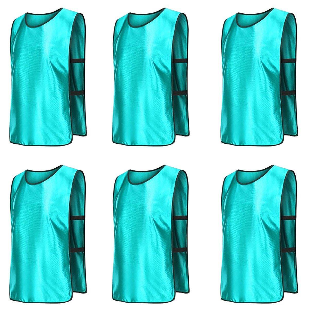 6X Sports Training Bibs Soccer Vests Group Team Bibs Basketball Cricket Football - GrassGreen-M