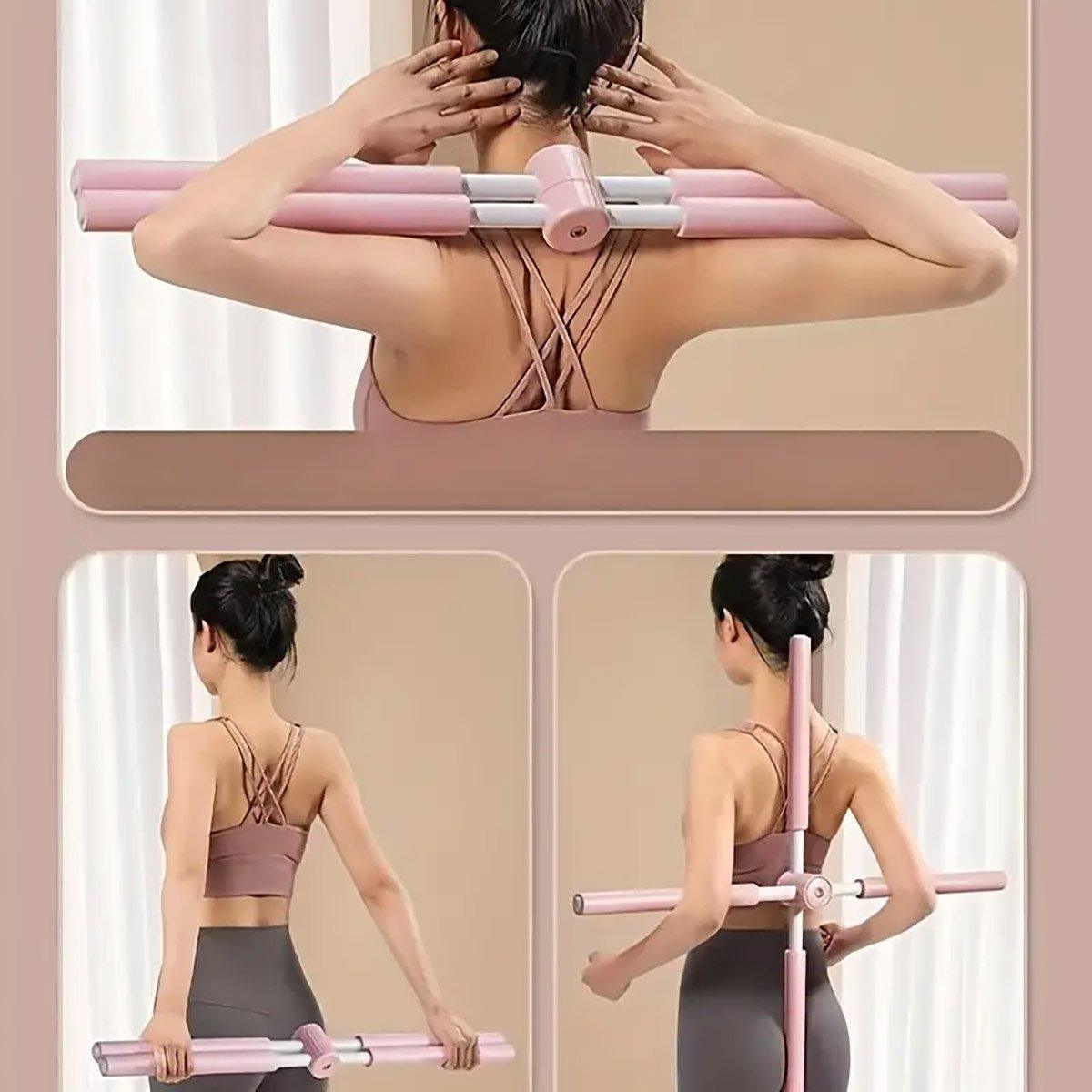 Yoga Posture Corrector Stick Back Trainer Hunchback Correction Support Tool - Pink