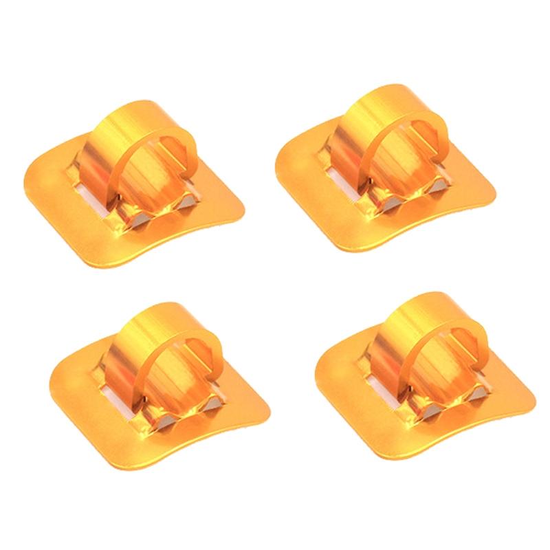 4-Piece Bike Hose Line Guide Adhesive C Buckle Aluminum Alloy Style - Red