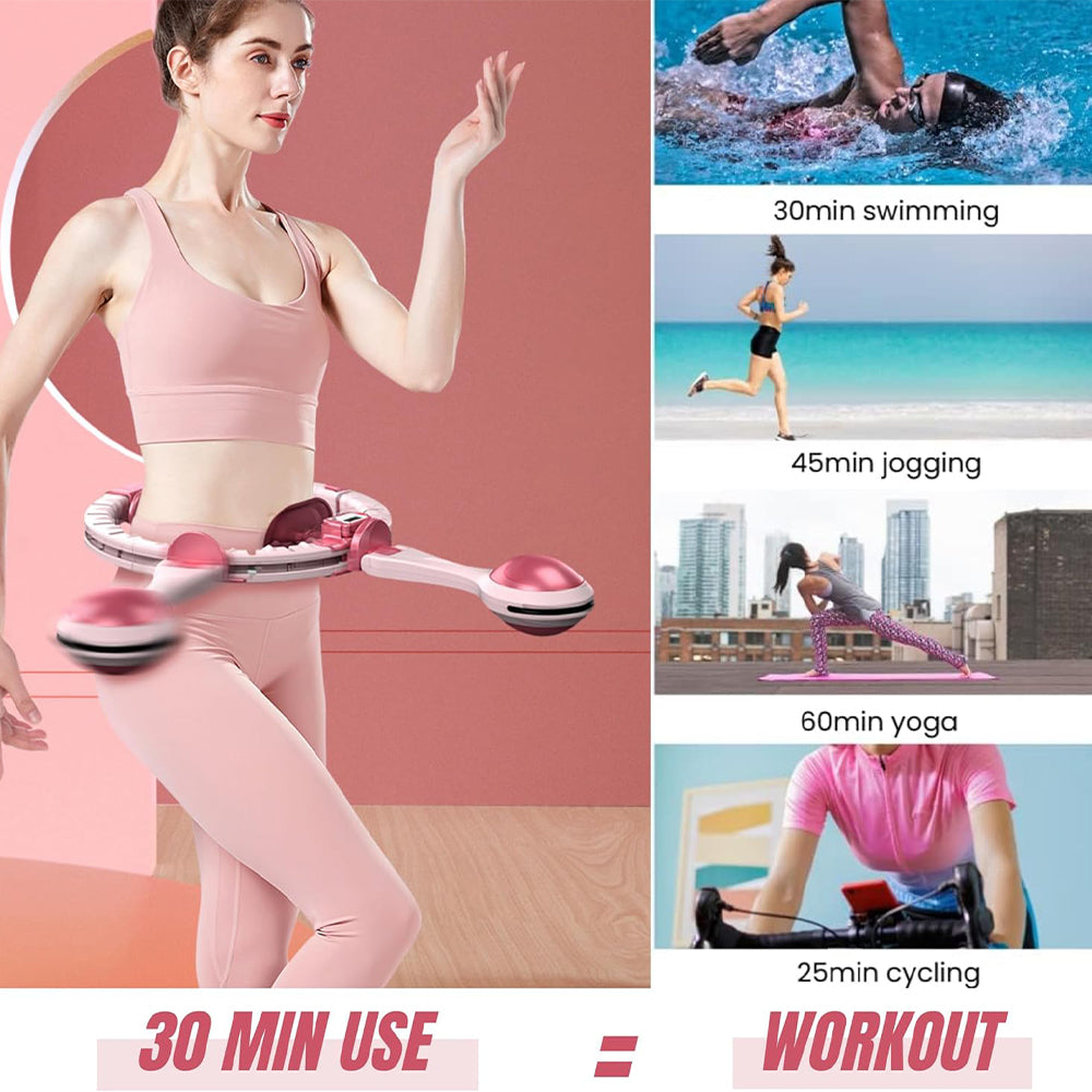 Vibe Geeks 360 Degree Smart Infinity Intelligent Hula Hoop - Pink 1 Adjustable Suction