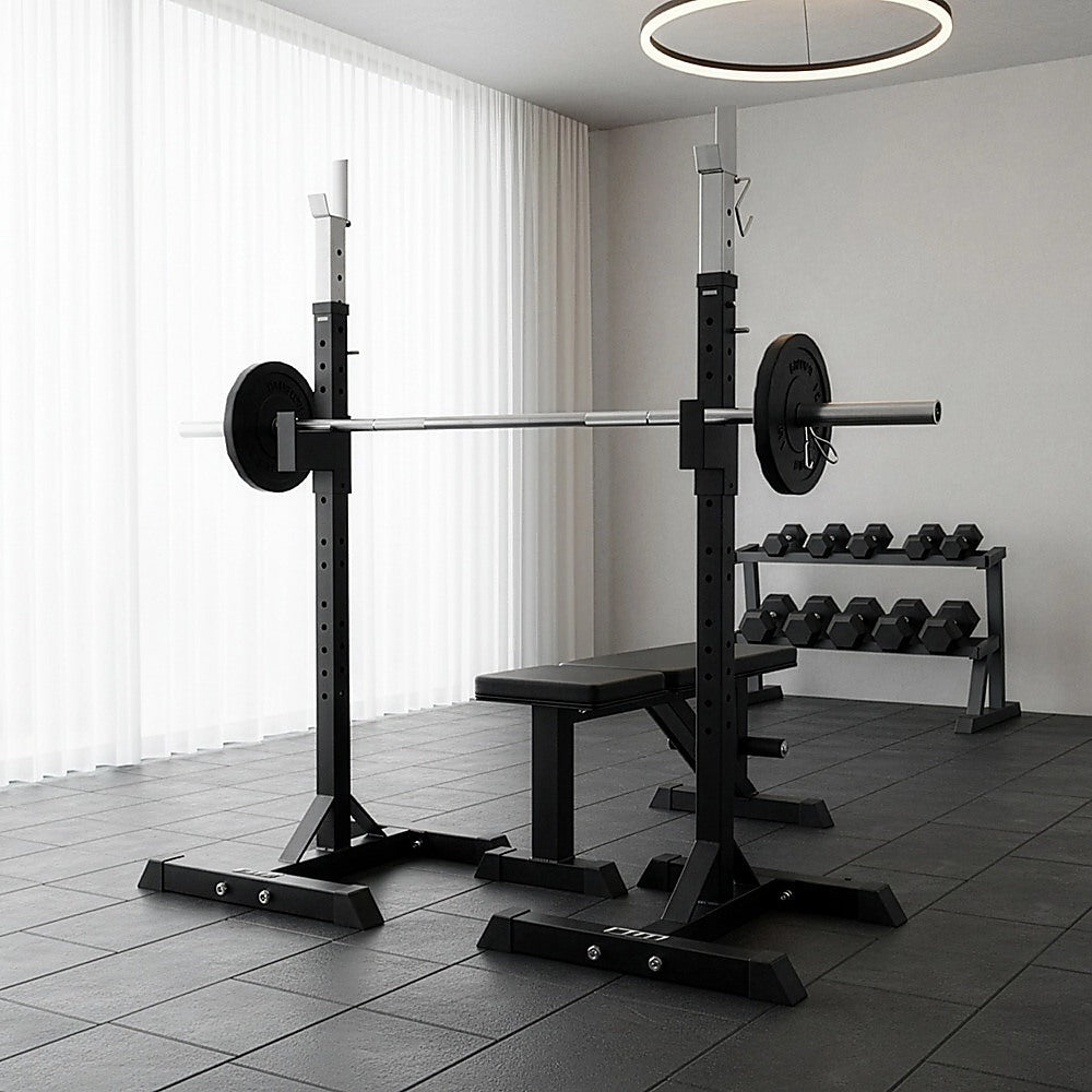 Squat Rack Stand Pair Bench Press Weight Lifting Barbell