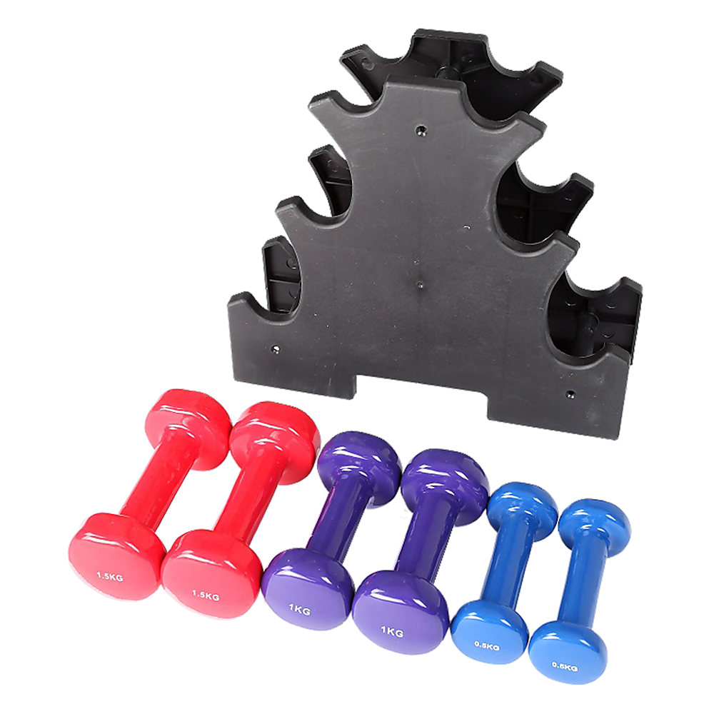 6-Piece Dumbbell Set with Storage Rack for Home Gym Training