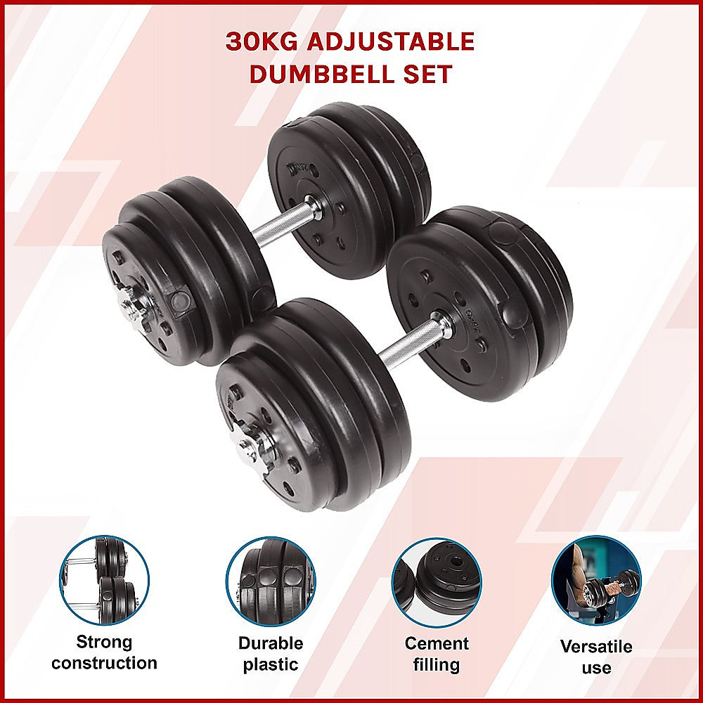 30KG Adjustable Dumbbell Set – Home Gym Weights for Strength & Fitness Training