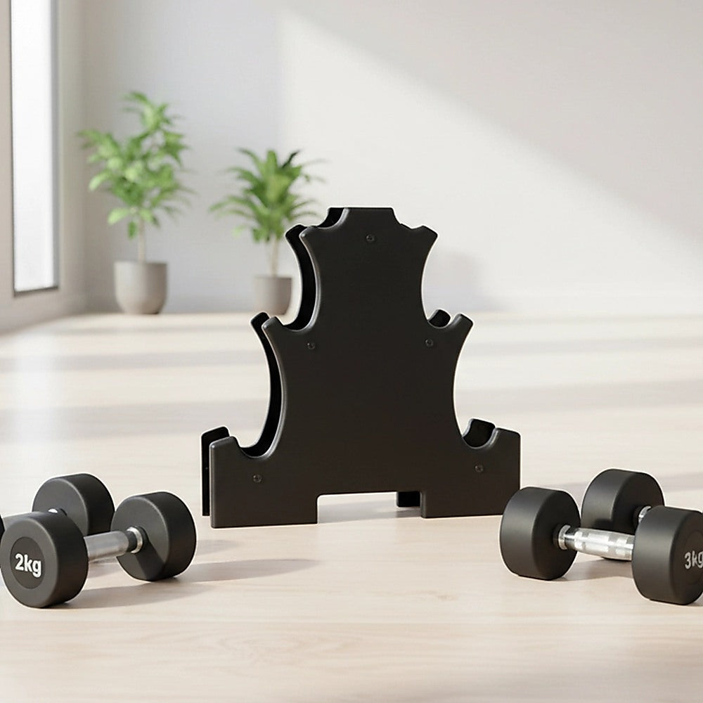 12kg Dumbbell Weights Set with Rack for Home Gym Training