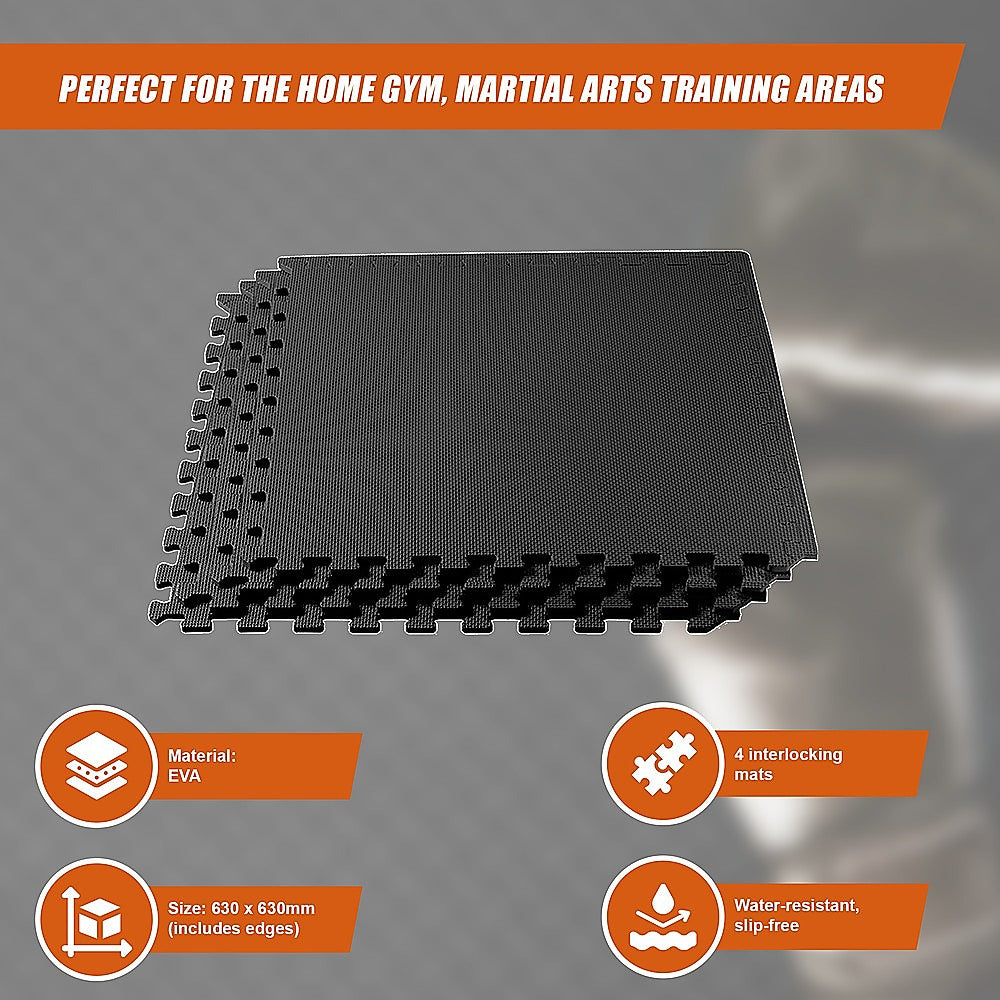 4 Tiles EVA Interlocking Gym Floor Mats – Home Fitness Puzzle Exercise Mat Set
